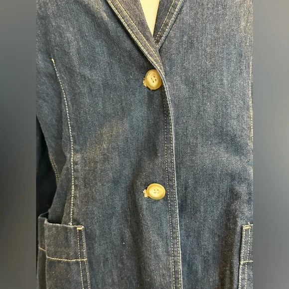Land’s End Double Breasted fitted denim blazer jacket new without tags size 14 - Picture 6 of 15